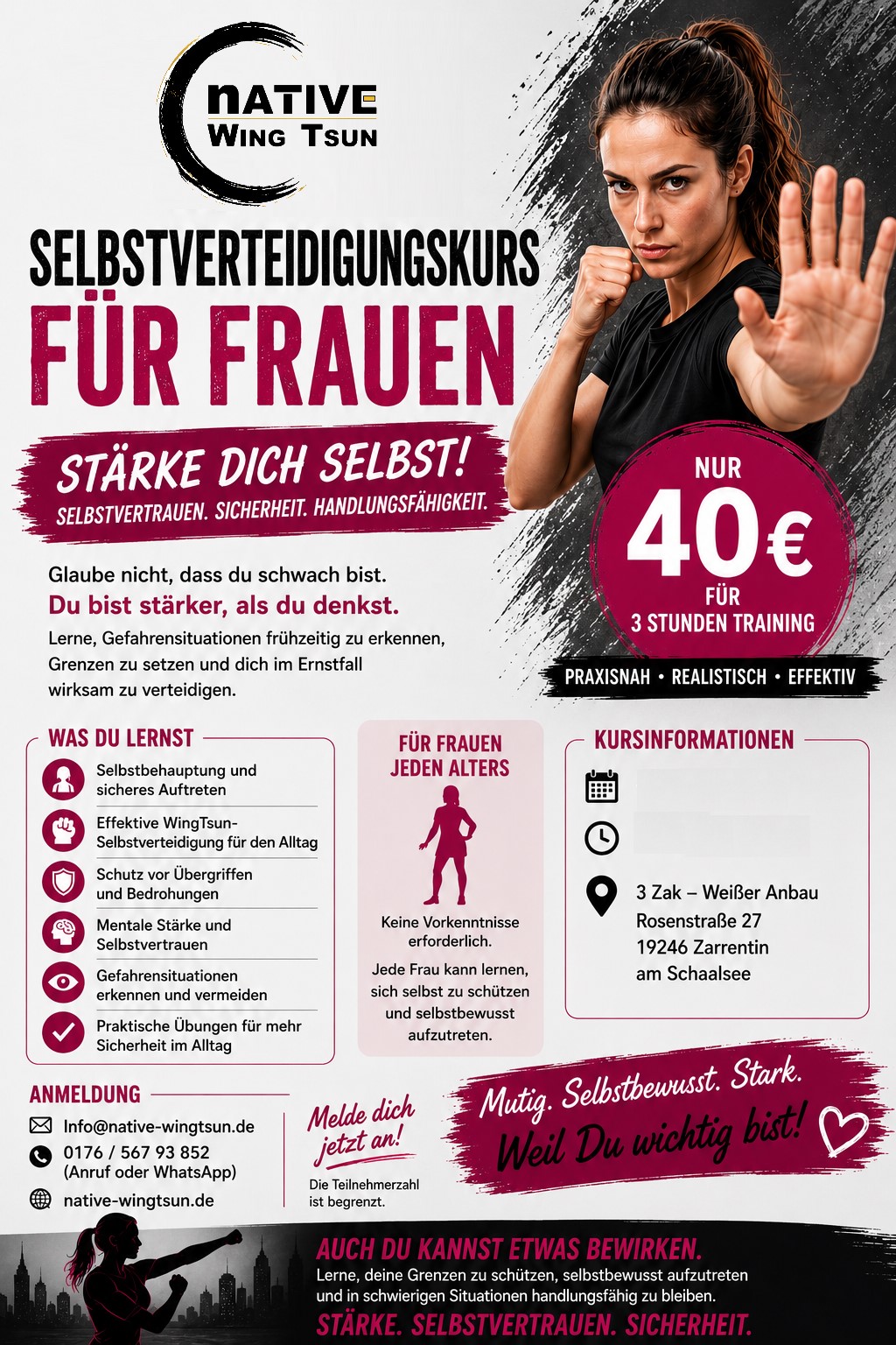 Selbstverteidigungskurse auf Anfrage